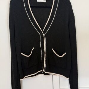 OAK + FORT Black & White Cardigan